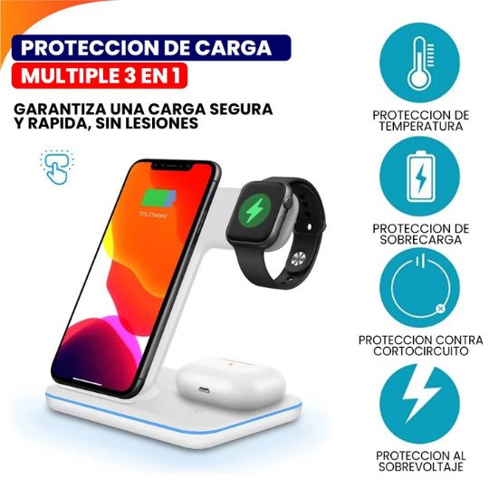 Cargador inalámbrico 3 en 1 Pro